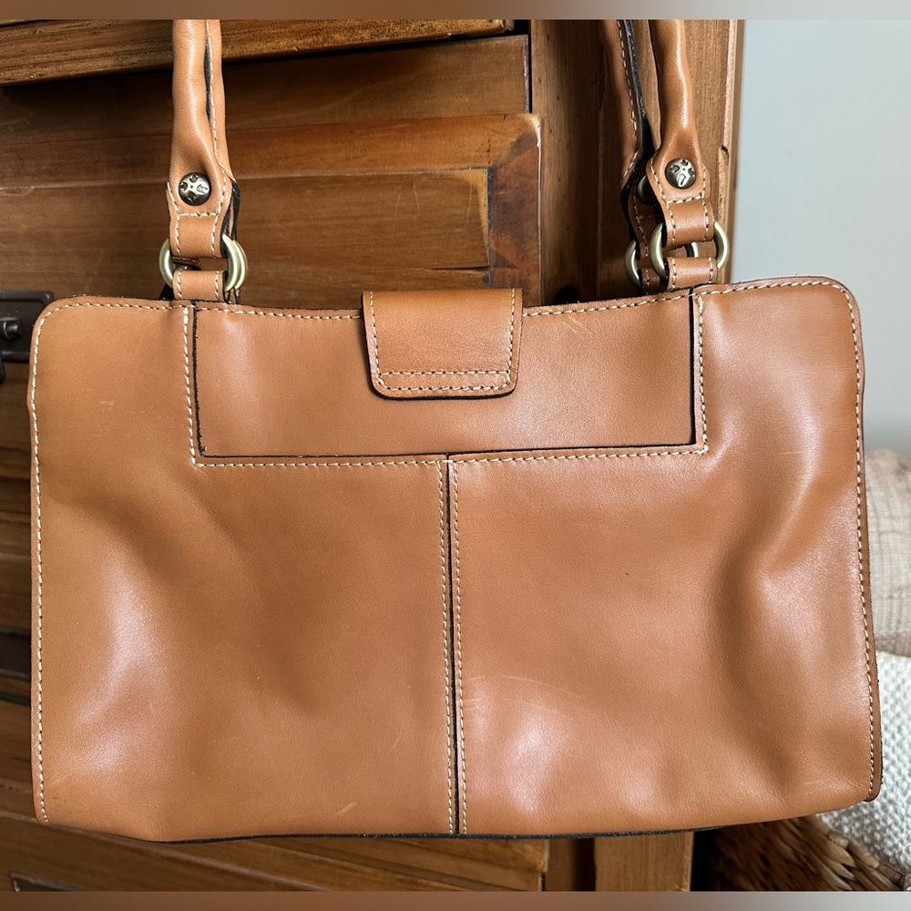Patricia Nash Classic Tan Leather Tote Bag with Tassel Accent - Picture 3 of 10